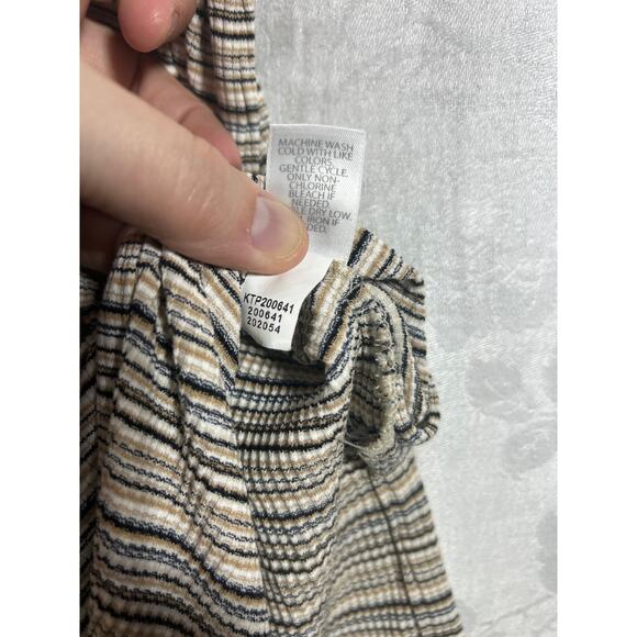 J Jill Wearever Tank Dress Medium Brown Black Striped Slinky Tunic Stretch - Picture 7 of 9